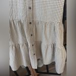 Petal and Pup  Daria gingham dress beige flowy long sleeve cotton babydoll vneck Photo 6