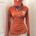 Russell x Texas Longhorn Football Orange Quarter Zip Pullover Sweatshirt shirt top fitted long sleeve with baseball cap Photo 0