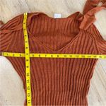 Baserange 100% linen etel long sleeve rib top with neck tie in umber NEW Photo 5