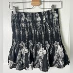 All Saints Linen Floral Black Gray Smocked Ruffle Riah Mia Pull On Mini Skirt 2 Photo 5