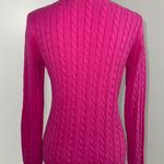 Ralph Lauren Women’s Pink Cable Knit Sweater Fitted Cotton Pony Logo Photo 3