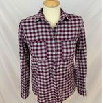 Madewell Mini Check Market Popover Purple Gingham Top Shirt Photo 0