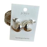 J.Crew Silver Hypoallergenic Crescent Moon Earrings With Secure Ear Post NWT Photo 1
