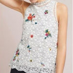 Anthropologie  Maeve White Floral Lace Macie High Neck Tank Top Photo 0