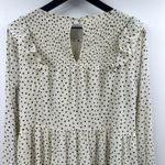 Madewell Smocked Ruffle-Shoulder Midi Dress in Inkbrush Dots Size Medium Photo 7