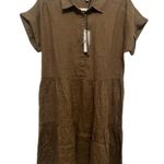 Michael Stars NEW greta short sleeve linen dress dolmam brown khaki size small Photo 4