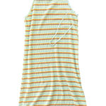 Freshman 1996 XS Striped Ribbed Tank Dress Sleeveless Casual Summer Orange Photo 0