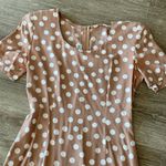 Vintage 90s polka dot dress mini neutral tan white dots XS Small Photo 3
