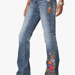 NWT Flamingals Floral Embroidered Boot Cut Jeans Photo 12