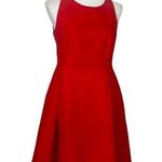 Kate Spade Dress Fit Flare Round Neck Cherry Red Cotton Silk Women’s Size 10 Photo 0