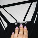 ZARA Black Ribbed Strappy Crop Tank Top Size Medium Photo 2