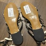 Anthropologie Manila grace ladiesBlack and White Gladiator Sandals with black Straps and Studs Photo 9