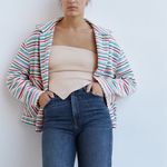 ZARA NWT  Textured Weave Jacket Striped Boho L Bloggers Fave Photo 4