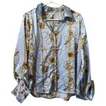 Rue 21  Women‎ Size Large Long Sleeve Button Down Shirt Polyester Colorful Preppy Photo 0