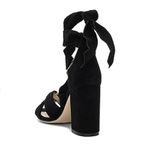Raye  Sebastian Suede Ankle Wrap Open Toe Tie Heels Revolve in Black Party Size 6 Photo 1