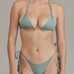 Acacia Swimwear Triangle Bikini Top Baby Blue Snakeskin Size XL Vacation Summer Photo 0