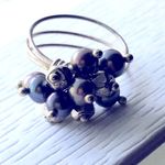 Handmade Freshwater Pearl Cluster Ring Beaded Wire Multi-band Boho Beachy Coastal Blue Photo 2