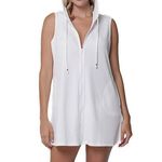 Portocruz 🌴 Women's White Swim Coverup with pockets & hood Photo 0