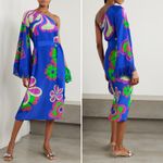 Borgo de Nor Aubrey One Shoulder Crepe Fringe Dress NWT Size 2 US (6 UK) Blue Photo 11