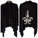 Lauren Moshi  Sword & Brass Kuckles Women’s Black Cardigan Size Small Photo 2