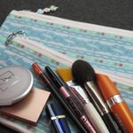 Set of 2 Teal Lace on White Linen Purse Organizer Makeup Bag NEW with tags Photo 3