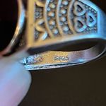 Vintage black obsidian gemstone S925 silver ring size 8 Photo 7