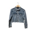 T Tahari Raw Edge Denim Jacket Size Medium Photo 3