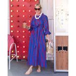 Printfresh Pencil Paper Co. Angelica Dress Small Blue Red Nautical Stripe Midi Photo 2