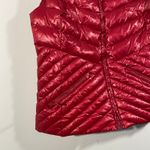 Talbots  Women Glossy Red Chevron Quilted Down Filled Puffer Vest Size S Photo 2