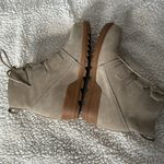 Sorel Evie Lace Wedge Boots Womens Size 8 Ancient Fossil Photo 5