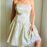 90s Cream Prom Dress Strapless Brocade Size M Fairy tale Coquette Ballerina Gold Size M Photo 1