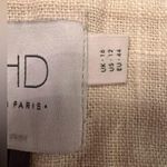 HD in Paris Anthropologie  Ivory Linen Tiered Fringe Eyelet Lace Boho Skirt Sz 12 Photo 8