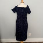 Vine & Love Navy Blue White Polka Dot Short Sleeve Dress Photo 6