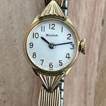 Bulova Ladies Watch Vintage 10K Gold Plated Stretch Bracelet Bezel Mechanical Photo 0