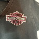Harley Davidson Pink Rhinestone Logo Black Tee Shirt Womens XL USA Made Photo 11