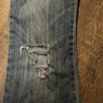 Jessica Simpson  Low Rise JeansY2K Fray Flare Floral Painted‎ Denim Women's 8 Photo 2