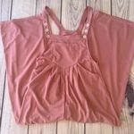 Halara  Rose Pink Waffle Knit Wide Leg Pocket Overalls Photo 5