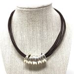 Sterling Silver , brown leather cording choker Photo 2