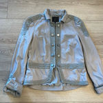 Joie  Lamb Leather Silk Taupe Gray Military Jacket Size XS Photo 0