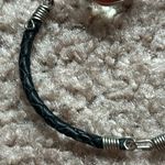 Vintage silver/black leather wire marble bracelet one‎ size measurements shown Black Photo 3