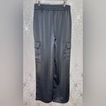 Rachel Zoe Charcoal Cargo Pants Grey Small Satin Silk Wide Leg Photo 1