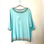 NWT Happy Sheep Wide Boatneck Batwing Sweater Teal Silk/Cashmere Size Small Photo 1