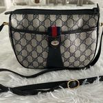 Gucci GG Vintage Sherry Line Stripe Navy Crossbody Shoulder Navy bag Handbag Photo 0