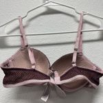 Victoria's Secret  34B Pink Dream Angel Lined Demi Lace Fringe Lingerie Bra Maroon Photo 2