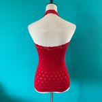 Free People Intimately Red Eyelet Seamless Halter Top Lace Trim Tank Size XS/S Photo 3