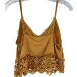 Forever 21 Cropped Floral Crochet Lace Sleeveless Top Size L Mustard Gold Yellow Bralette Photo 7