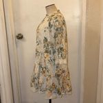 Anthropologie ANTHRO Pilcro Mock-Neck Cream Multi Floral Ruffle Hem Lined Mini-Dress EUC L Photo 7