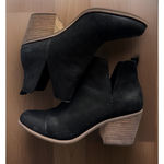Toms  Women's Black Suede Leather Heeled Ankle Booties‎ Boots Size 11 Photo 6