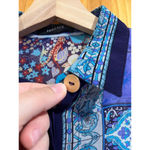 Versace Women’s  Art To Wear Floral Geometric Patchwork Silk Button Down Photo 1