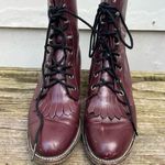 Justin Boots Vintage 80s Dark Cherry Lace Up Roper Kilte Fringe Cowgirl 5.5B Photo 1